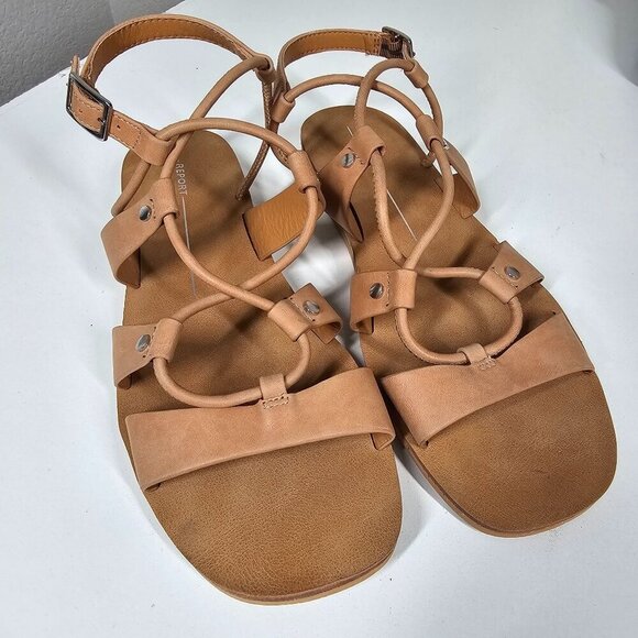 Report Lyncolyn Strappy Ankle Flat Sandals Open Toe Womens 8.5 - Picture 2 of 6